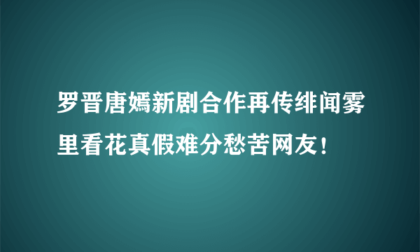 罗晋唐嫣新剧合作再传绯闻雾里看花真假难分愁苦网友！