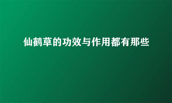 仙鹤草的功效与作用都有那些