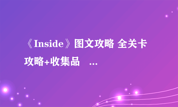 《Inside》图文攻略 全关卡攻略+收集品   【游侠攻略组】