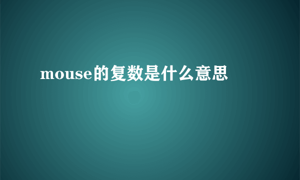 mouse的复数是什么意思