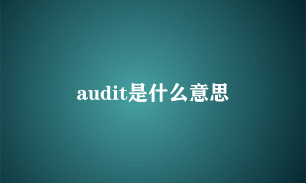 audit是什么意思