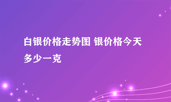 白银价格走势图 银价格今天多少一克