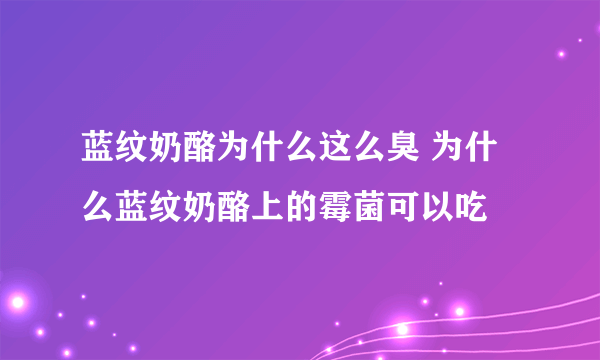 蓝纹奶酪为什么这么臭 为什么蓝纹奶酪上的霉菌可以吃