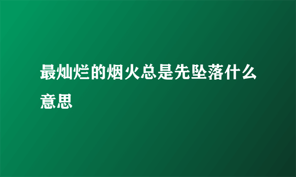 最灿烂的烟火总是先坠落什么意思