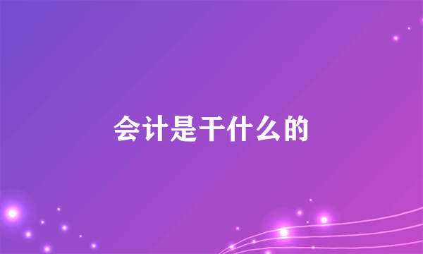 会计是干什么的