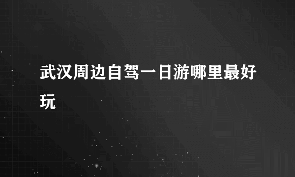 武汉周边自驾一日游哪里最好玩