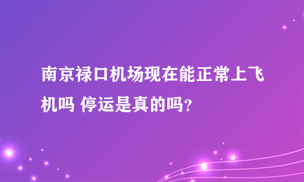 南京禄口机场现在能正常上飞机吗 停运是真的吗？