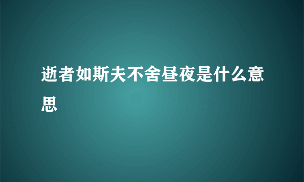 逝者如斯夫不舍昼夜是什么意思