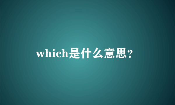 which是什么意思？