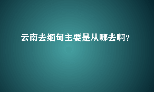 云南去缅甸主要是从哪去啊？