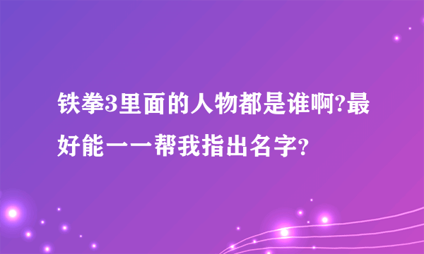 铁拳3里面的人物都是谁啊?最好能一一帮我指出名字？