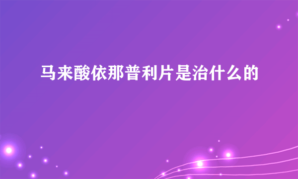 马来酸依那普利片是治什么的