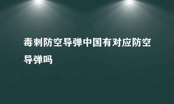 毒刺防空导弹中国有对应防空导弹吗