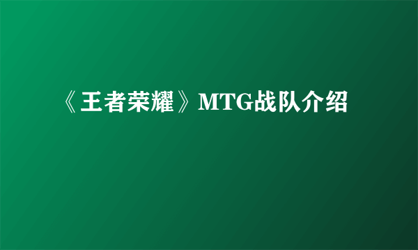 《王者荣耀》MTG战队介绍