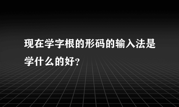 现在学字根的形码的输入法是学什么的好？