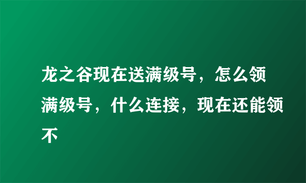 龙之谷现在送满级号，怎么领满级号，什么连接，现在还能领不