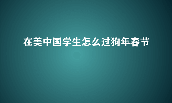 在美中国学生怎么过狗年春节