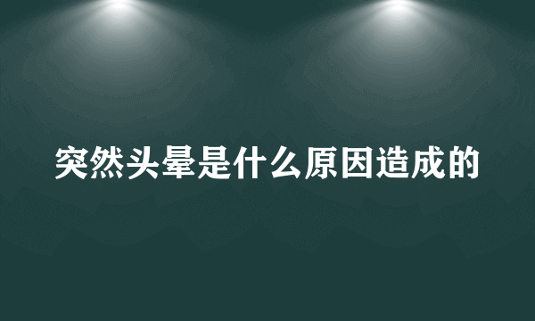 突然头晕是什么原因造成的