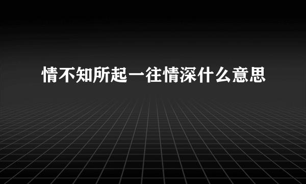 情不知所起一往情深什么意思