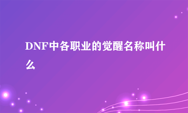 DNF中各职业的觉醒名称叫什么