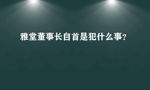 雅堂董事长自首是犯什么事？