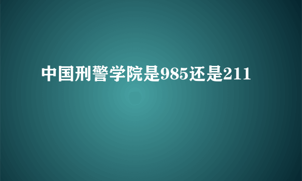 中国刑警学院是985还是211