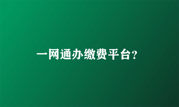 一网通办缴费平台？