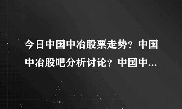 今日中国中冶股票走势？中国中冶股吧分析讨论？中国中冶股票最新文章？