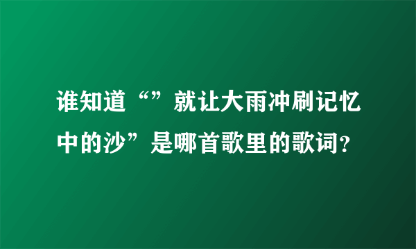 谁知道“”就让大雨冲刷记忆中的沙”是哪首歌里的歌词？