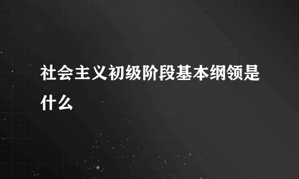 社会主义初级阶段基本纲领是什么