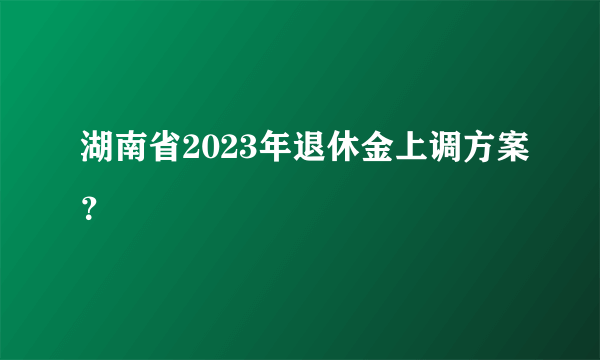 湖南省2023年退休金上调方案？