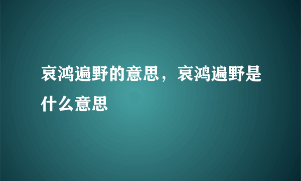 哀鸿遍野的意思，哀鸿遍野是什么意思