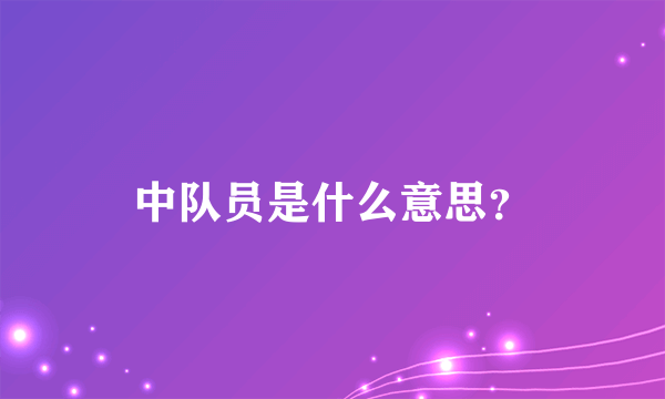 中队员是什么意思？