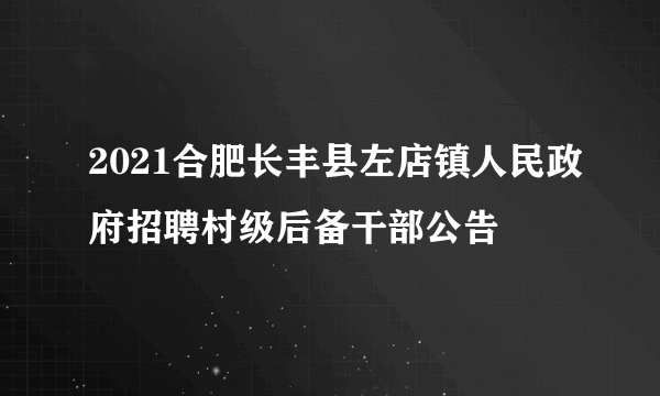 2021合肥长丰县左店镇人民政府招聘村级后备干部公告