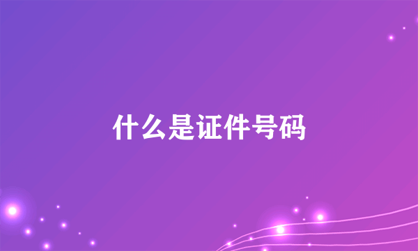 什么是证件号码