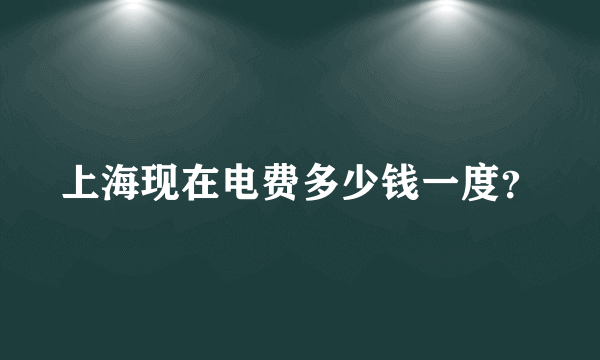 上海现在电费多少钱一度？