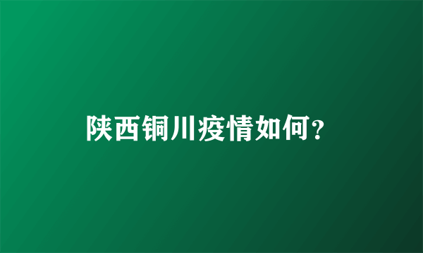 陕西铜川疫情如何？