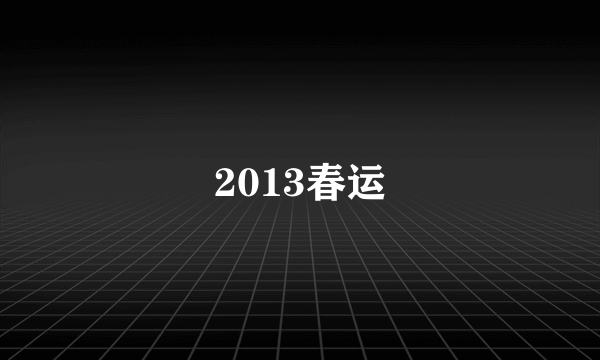 2013春运