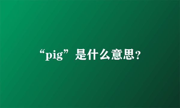 “pig”是什么意思？